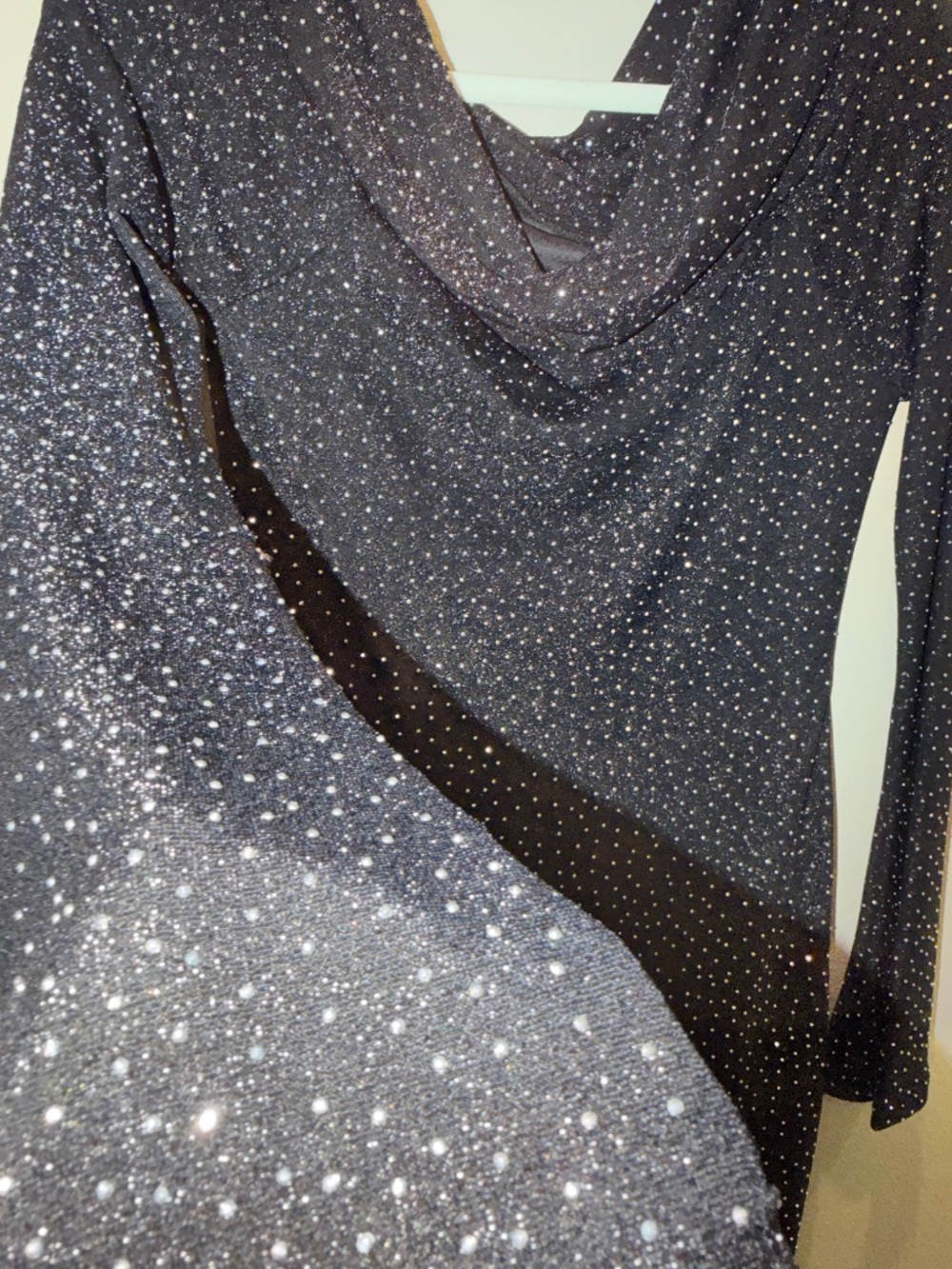 Black Sparkly Off Shoulder Mermaid Dress Fits S/M - Picture 3 of 3